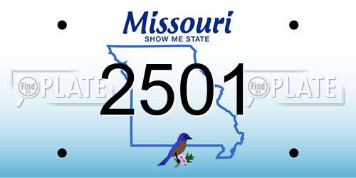 2501 Missouri License Plate