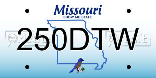 250DTW Missouri License Plate