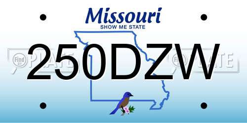 250DZW Missouri License Plate