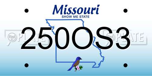 250OS3 Missouri License Plate
