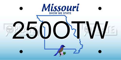 250OTW Missouri License Plate