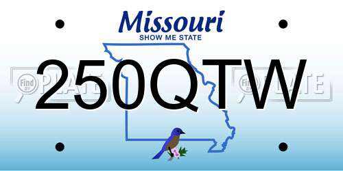250QTW Missouri License Plate