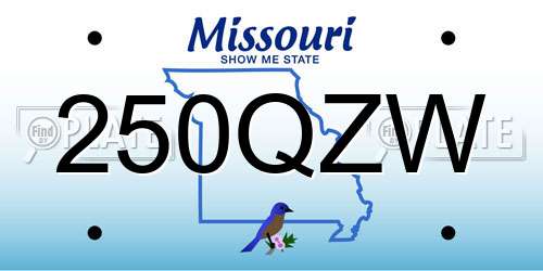 250QZW Missouri License Plate