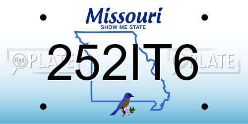 252IT6 Missouri License Plate