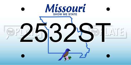 2532ST Missouri License Plate