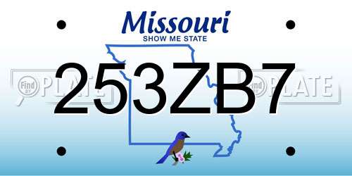 253ZB7 Missouri License Plate