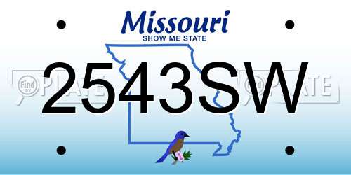 2543SW Missouri License Plate