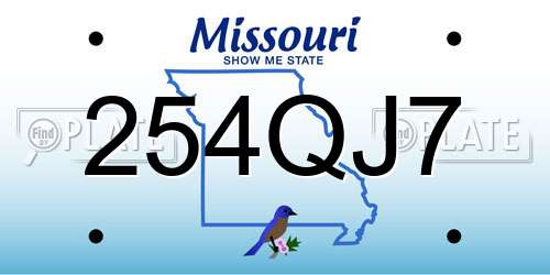 254QJ7 Missouri License Plate