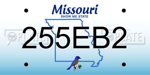 255EB2 Missouri License Plate
