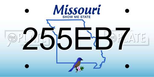 255EB7 Missouri License Plate