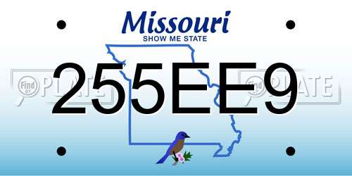255EE9 Missouri License Plate