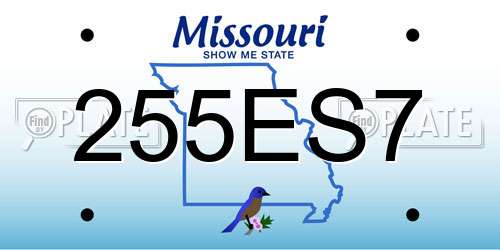 255ES7 Missouri License Plate