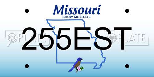 255EST Missouri License Plate