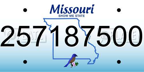 257187500 Missouri License Plate