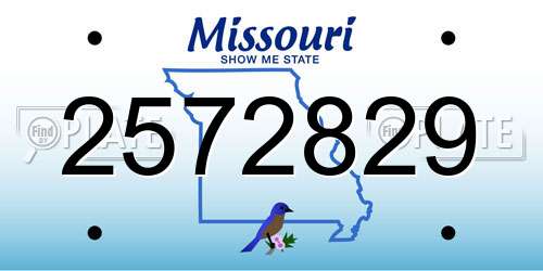 2572829 Missouri License Plate