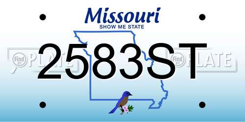 2583ST Missouri License Plate