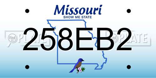 258EB2 Missouri License Plate