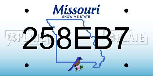 258EB7 Missouri License Plate
