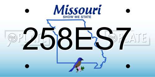 258ES7 Missouri License Plate