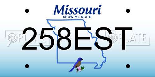 258EST Missouri License Plate