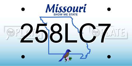 258LC7 Missouri License Plate