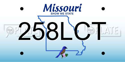 258LCT Missouri License Plate