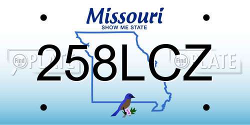 258LCZ Missouri License Plate