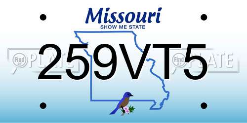 259VT5 Missouri License Plate