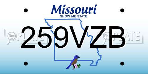 259VZB Missouri License Plate
