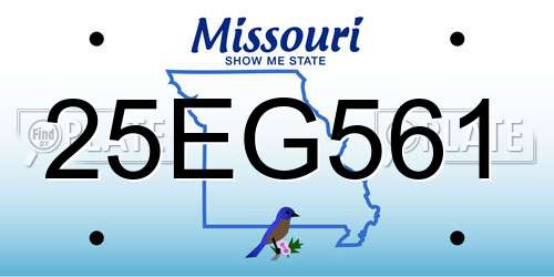 25EG561 Missouri License Plate
