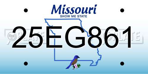 25EG861 Missouri License Plate
