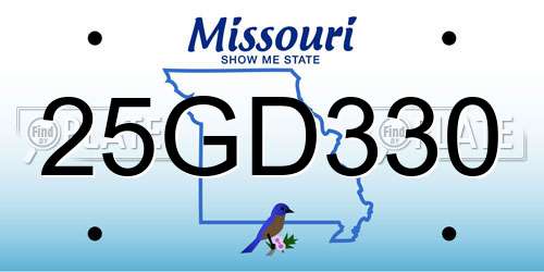 25GD330 Missouri License Plate