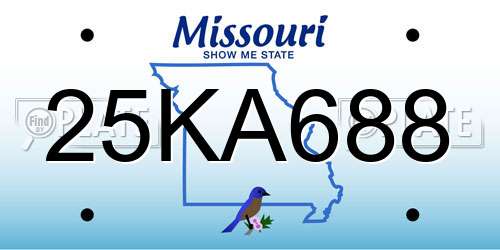 25KA688 Missouri License Plate
