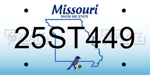 25ST449 Missouri License Plate