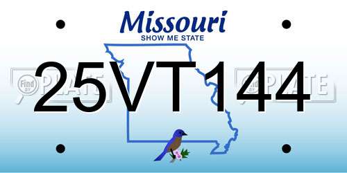 25VT144 Missouri License Plate
