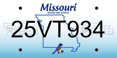 25VT934 Missouri License Plate