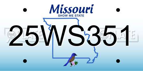 25WS351 Missouri License Plate
