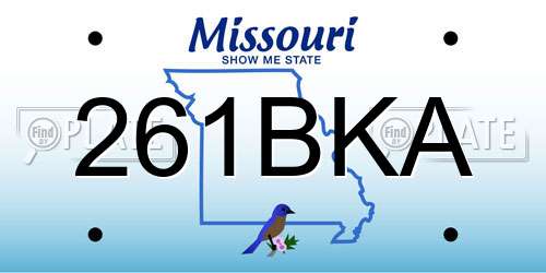 261BKA Missouri License Plate