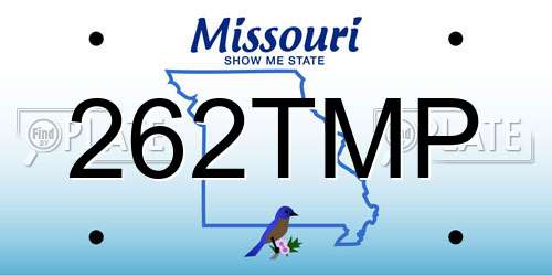 262TMP Missouri License Plate
