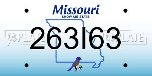 263I63 Missouri License Plate