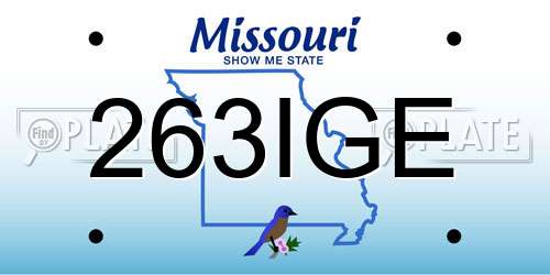 263IGE Missouri License Plate
