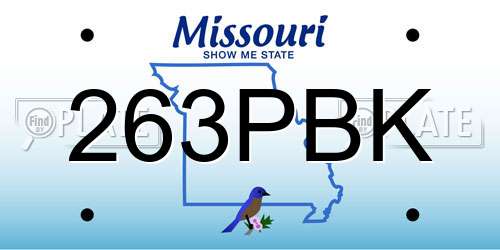 263PBK Missouri License Plate