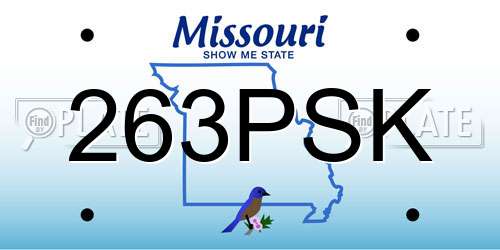 263PSK Missouri License Plate