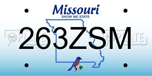 263ZSM Missouri License Plate