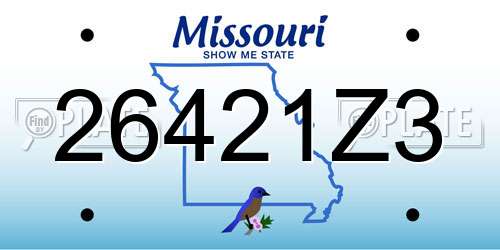 26421Z3 Missouri License Plate