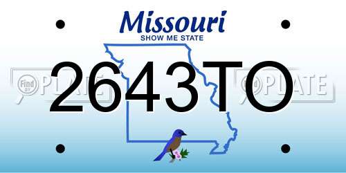 2643TO Missouri License Plate