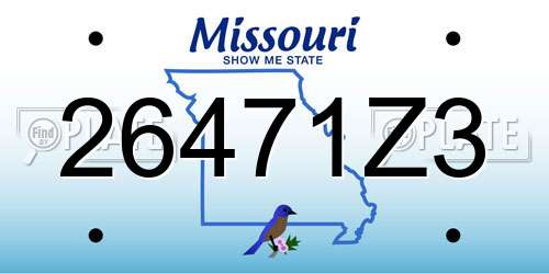 26471Z3 Missouri License Plate