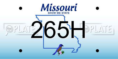 265H Missouri License Plate