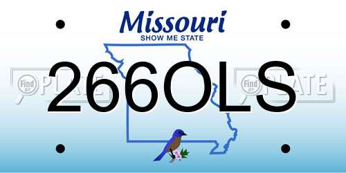 266OLS Missouri License Plate