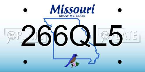 266QL5 Missouri License Plate